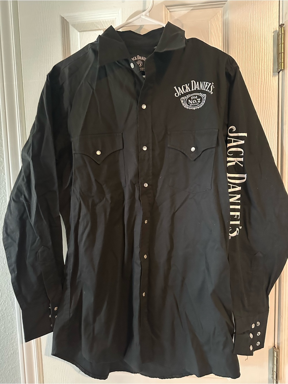 Jack Daniels Black Button-Up Shirt Jacket with Sleeve Logo